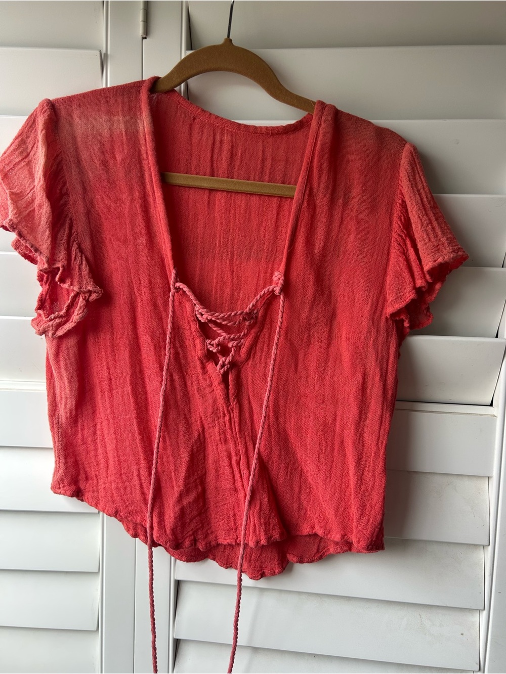 Jen’s Pirate Booty Lace-Up gauzy Top